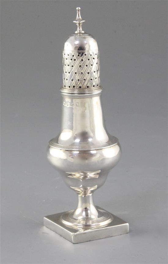 A George III sterling silver caster, Height 6 ½/164mm Weight: 3.3oz/93grms